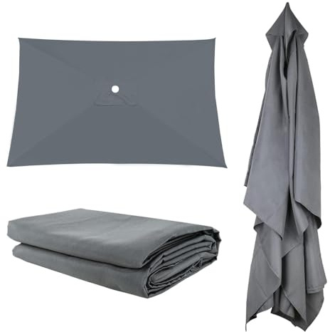 Auvent De Remplacement Pour Parasol 300×300cm 300x200cm 200x200cm 4/6/8 Baleines, Toile De Rechange Rectangulaire/ Carré, Protection UV Durable Housse Pour Parapluie non déporté(Greys,297X297cm)