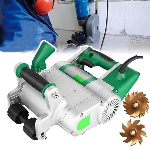 Electric Wall Chaser 1100W with Adjustable Depth and Width Includes 25mm and 35mm Blades No Operation for Precise Cutting in Construction Projects
