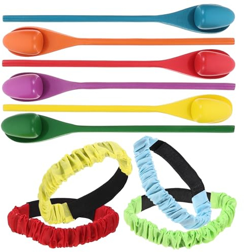 FELTECHELECTR Wooden Egg Spoon Race Game for Adults Sensory Training with Spoons and Eggs Lightweight Outdoor Relay Race Kit for Birthday Parties and Family Fun