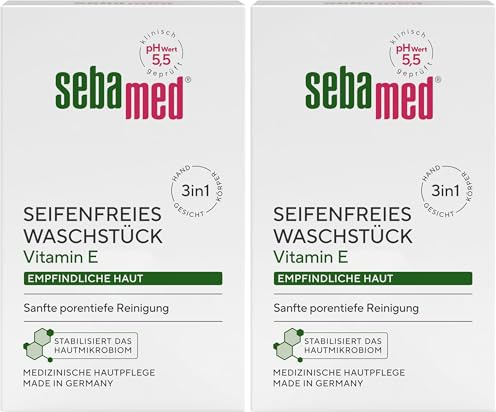Sebamed Detergente senza sapone da 150 g, con vitamina E, per la pulizia quotidiana delicata e profonda dei pori, adatto per la pulizia di mani, viso e corpo (Confezione da 2)