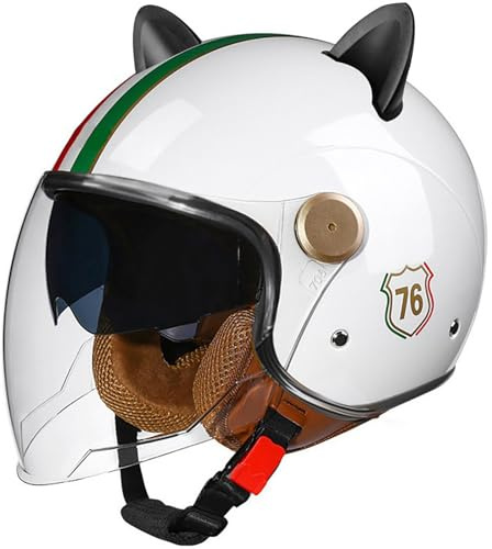 Vintage Motorcykelhjälm Med Öppen Hjälm ECE-Godkänd 3/4-Halvhjälm För Män Och Kvinnor Motorcykelhjälm Med Solskydd Scooterhjälm B1,M=57-58CM
