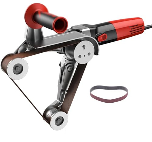 LJXFYSD Pulidora Lijadora de Tubos 800W, Lijadora de Banda 360° con 6 Velocidades Ajustables, Esmeriladora para Acero Inoxidable Aluminio Hierro y Plástico