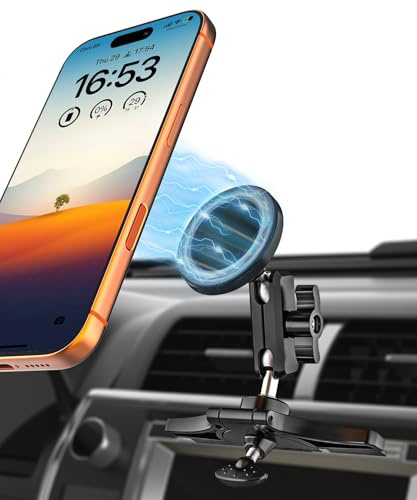 YOOZ CD-Schlitz-Handyhalterung für Auto, magnetisch, Fahrer und Beifahrer können verwendet werden, magnetische KFZ-Handyhalterung, CD-Player mit verstellbarem Aluminiumarm für alle iPhones und