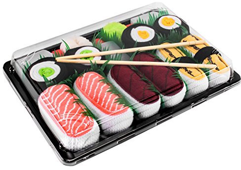 Regnbågsstrumpor – kvinnor män – sushi strumpor lax Tamago tonfisk 2 x Maki 5 par, flerfärgad, 36-40 EU