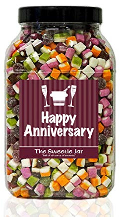Dolly MIXTURES 2.3kg Sweet Jar – A Personalised Gift Jar Filled with Your Favourite Retro Sweets! (Happy Anniversary)