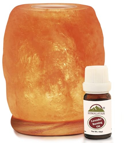 Himalayan Glow Natural Aroma Therapy Hand Carved Crystal Salt Lamp with Neem Wooden Base, Salt Lamp LED Bulb, (ETL Certified)