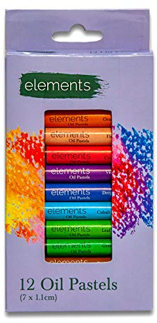 Elements Oil Pastel Set 12pk – Soft Oil Pastels for Art, Drawing & Blending | Oil Pastels for Art & Drawing – 12pk Soft Oil Pastel Set for Blending, Colouring & Illustration, with a Smooth Creamy Formula