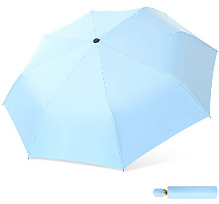 DORRISO Damer automatiskt paraply solskydd lätt kompakt stabilt regnskydd permanent bekväm resa camping butik kvinnor parasoll fickparaply, Blå B, L