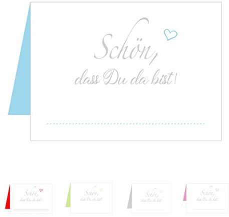 Set 25 Premium Tischkarten Platzkarten Namenskarten Hochzeit Geburtstag Taufe Kommunion Konfirmation Firmung Jugendweihe Feier Jubiläum (Herzen Blau, 25 Karten)