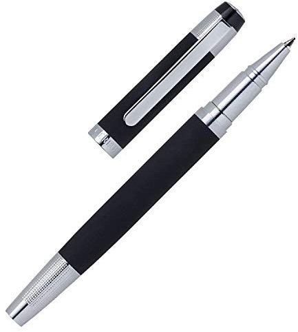 Cerruti 1881 Tintenroller „THAMES“ Black | Schreibstift aus Edelstahl in einem schwarzen Korpus | Schwarze Mine | Geschenkbox