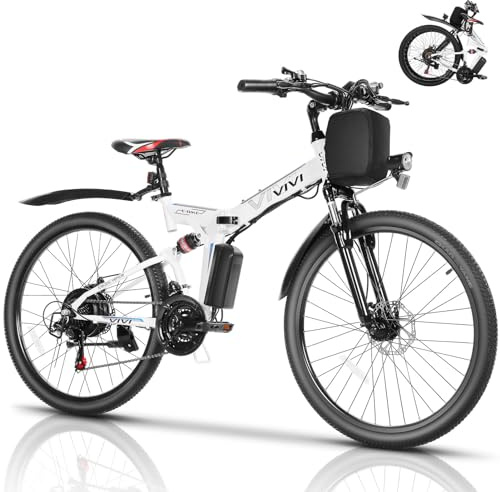 Vivi M026TGB Electric Bike 26 Electric Bike for Adults, Peak 750W Folding Electric Mountain Bike, 48V Removable Battery Ebike, 21 Speed Ebike, Top 22 Mph, Up to 50 Miles, SGS Certified to UL2849