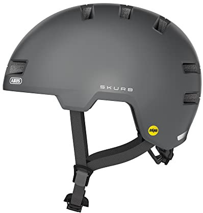 ABUS Stadthelm Skurb MIPS - Fahrradhelm mit zusätzlichem Aufprallschutz - zum Skaten, BMX-Fahren oder Longboarden - Grau, Größe M