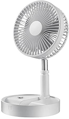 jiande Ventilatore da Tavolo Portatile Telescopico Pieghevole Pieghevole Pedestop Pedestop Piedistallo Ventilatore a Pavimento 180 ° Regolabile Titolo remoto 7200mAh Oscillabile Ricarica USB USB