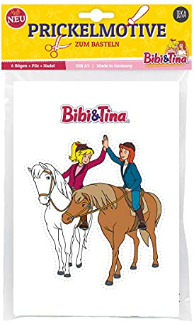 Bibi & Tina Prickelset, 6 Bibi und Tina Prickelbilder inkl. Nadel und Filz, Prickelnadelset, Prickelvorlagen Bibi & Tina, Prickeln für Kinder, Mal mich bunt