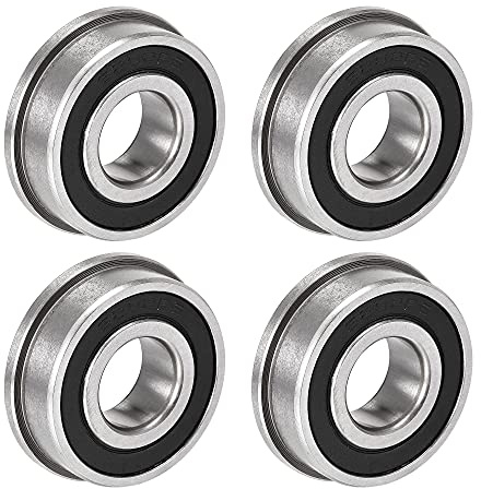 sourcing map F6202-2RS Flansch-Kugellager, 15 x 35 x 11 mm, doppelt abgedichtete Chromstahl-Kugellager, 4 Stück