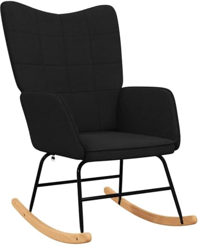 vidaXL Chaise à Bascule Noir Tissu