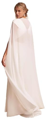 MAYILNSIN Chiffon Umhang Weiß Schal für Frauen Brautkleid Abendkleid Brautjungfer Party, elfenbein, L