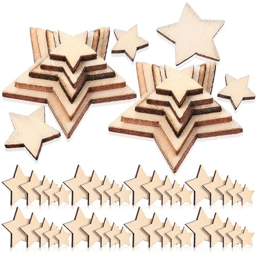 Happyyami 500 Stück Holzsterne, blanke Holzornamente Mini-Sterne für Tischdekorationen Holzbasteleien für Partys Kunsthandwerk Nähen DIY-Verzierungen