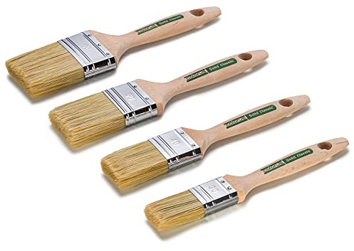 Profi Malerpinsel Set 4 TLG | Farbpinsel Set 30 mm 40 mm 50 mm | Flachpinsel aus stabilisierten, schwarzen Chinaborsten | Pinsel mit Polyamidzwinge | Pinsel Set für Lackierarbeiten, Streicharbeiten