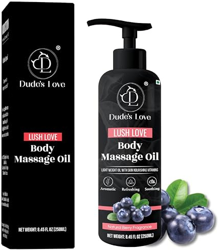 Dude's Love - Olio da massaggio per tutto il corpo commestibile ai frutti di bosco-rivitalizzante, disintossicante e antimacchia|Olio per aromaterapia non appiccicoso con olio essenziale di lime-250ML
