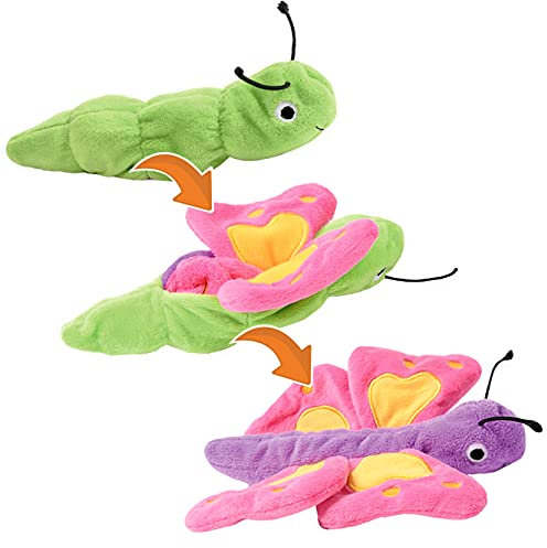 Creanino Kuscheltier 2 in 1 I Wende Plüschtier I Verwandlung und Entwicklung | Schmetterling Kuscheltier | Raupe Kuscheltier | Handpuppe Schmetterling (Lilly)