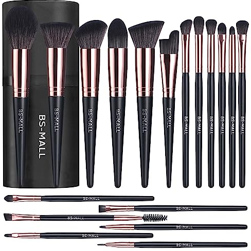 BS-MALL Makeup Brush Set 18 Pcs Premium Synthetic Foundation Powder Concealers Eye shadows Blush Makeup Brushes with black case