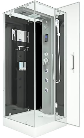 AcquaVapore Dampfdusche Duschtempel Sauna Dusche Duschkabine D38-23R2-EC 100x100 cm mit 2K Scheiben Versiegelung