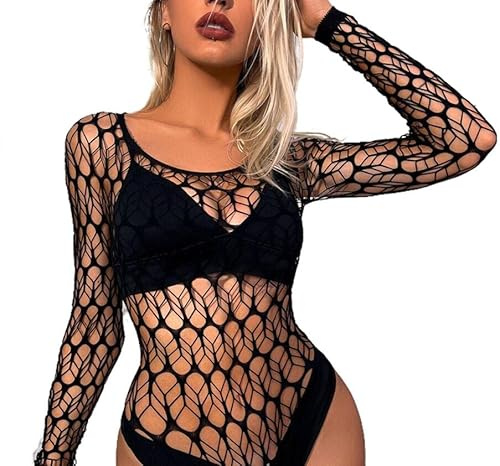 Bommi Fairy Frauen Blattnetz Bodysuit Fischnetz EIN Stück Sexy Bodycon See Through Teddy Bodysuit Körper Tops Mesh Chemise Babydoll