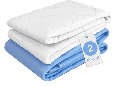Akicia Reusable Bed Pads 34 X 36 2 Pack, Washable Waterproof Pads for Incontinence, Absorbent Leak-Proof Underpads for Pee Bed Wetting, Potty Training,for Kids Pets Adult