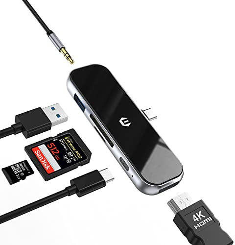 BIGBIG WON Puerto USB, USB C Hub LAN, Adaptador multipuerto USB C para Surface, DELL, HP, Lenovo, XPS y más Dispositivos Tipo C, Adaptador Ethernet 6 en 1 USB C con PD de 100 W