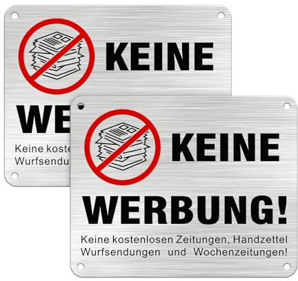 Alu Gebürstet Aufkleber Keine Kostenlosen Zeitungen und Reklame Einwerfen 15x12cm, Keine Werbung Briefkasten 2er-Pack