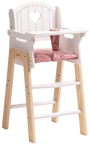 ROBUD Puppenhochstuhl aus Holz - Puppenmöbel für 18~20-Zoll-Puppen - Rosa