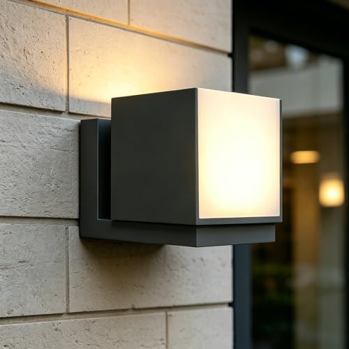 LUTEC Cuba Outdoor LED Modern Wall Light, Drehbare Aluminium Außenwandleuchte für Innen, 3000K Warmweiß, Wasserdicht für Haustür, Terrasse, Garten, Schlafzimmer, Dunkelgrau
