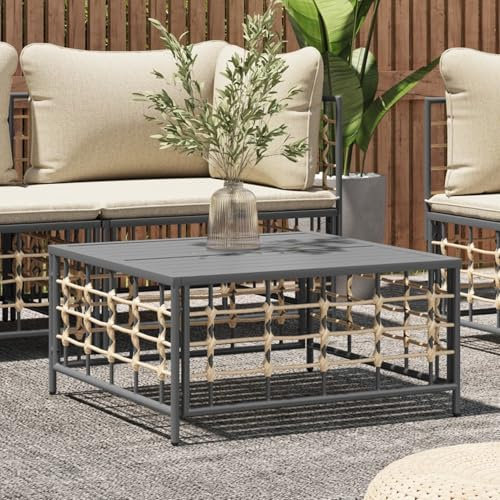 ShGaxin Gartentisch Anthrazit 70x70x34 cm Poly Rattan Terrassentisch, Esstisch Garten, Balkontisch, Gartenesstisch, Gartenmöbel, Partytisch, 364133