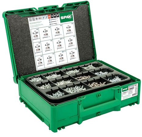 SPAX Box Systainer³ T-Loc für den Möbelbau, Schraubenset mit 2.900 Schrauben in 12 Abmessungen, inkl. 5 Bits T-STAR plus – 5000009172011