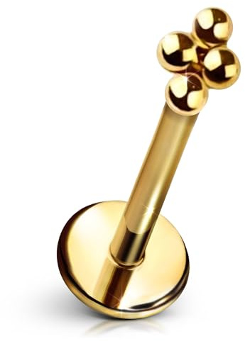 Cords Club Atomic Love Flat Back Stud – ASTM-F136 Implant Grade Titanium - Push Pin Design for Sensitive Ears – Available in 18K Gold Plated & Titanium Silver (Single Earring)