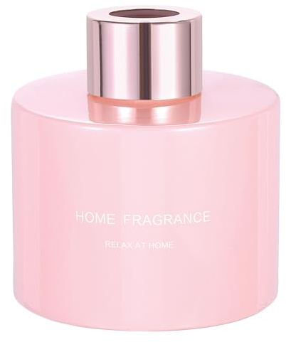 sourcing map Empty Glass Diffuser Bottle 140ml/4.7oz Refillable Fragrance Accessories Aromatherapy Jar Container for Replacement Reed Diffuser DIY Home Bathroom Pink with Gold Tone Cap
