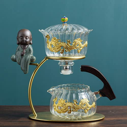 IUBGFTO Juego de té Perezoso de Vidrio, Taza de té de Kung Fu, Tetera automática, Gaiwan magnético Creativo