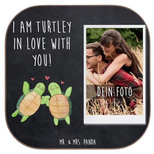 Mr. & Mrs. Panda Bierdeckel Foto Schildkröten Paar - Geschenk, Untersetzer Mit Eigenem Bild, fotountersetzer, für Freundin, Valentinstag, Ehefrau, Hochzeitstag, Fotogeschenk, Frauen, Freund, Männer