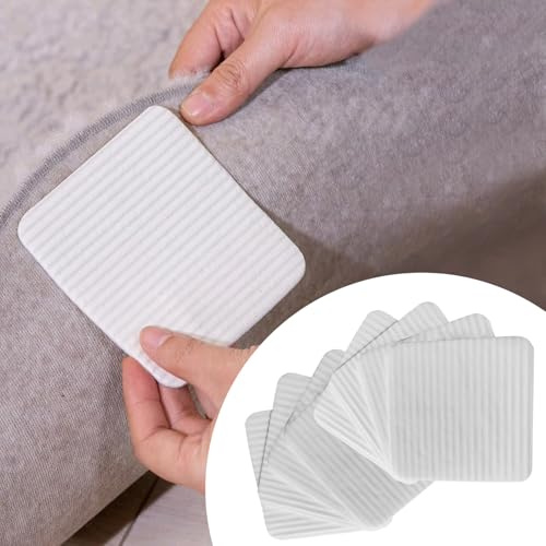 SIGANDG sous-Tapis Antidérapant, Tapis Antidérapant, Grippers, Antidérapant et Lavable, Patins Antidérapants pour Carrelage et planchers de Bois Franc, Blanc(8 Pcs)