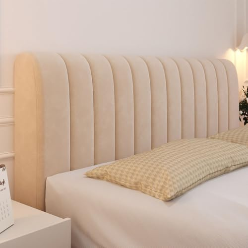 Hearda Nordische Volltonfarbe Bett Kopfteil Bezug, Weicher Strecken Bett Kopfteil Hussen, Staubdicht Bettkopfteil Husse, Verdickt All-Inclusive Bettkopfteil Bezug für Schlafzimmer (200cm,Khaki)