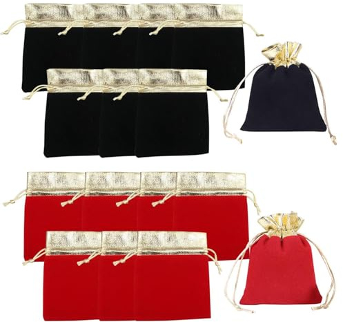 GTYHH 16-Teiliges Samtbeutel-Set, Samtbeutel Mit Goldrand, Schmuck-Geschenkbeutel, Kleiner Geschenkbeutel Mit Kordelzug, Schmuck-Samtbeutel, Geeignet Für Hochzeiten, Partys, Schenken