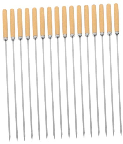 Cabilock Brochettes En Acier Inoxydable - Lot De 50 Pièces - Bâtonnets En Métal Avec Manche En Bois - Polyvalentes Pour Le Bœuf Lagneau Et Les Légumes
