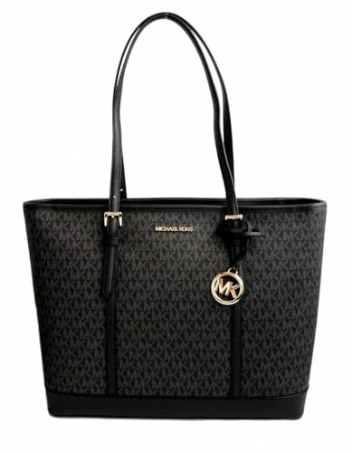 Michael Kors Jet Set Travel Large TZ Tote – Handtasche Damen – Schwarz/Gold – Large Zip Tote – PVC & Leder – Schultertasche