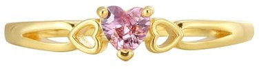 Whoiy Verlobungsringe Vorsteckring Herz, Damen Ringe 585 14 Karat Gelbgold mit 0.3ct Laborgezüchteter Morganit für Frauen Größe 47 (15.0)