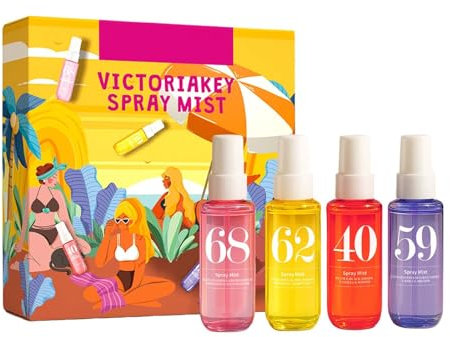 Damen Eau de Parfum Bodyspray - Frischer & aromatischer Duftnebel Fruchtiges für Haar & Körper, langanhaltend Feuchtigkeitsspendende - Ideal für unterwegs & Geschenk 40mlx4