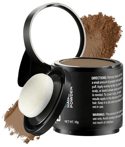 10g Haaransatz Puder mit Spiegel Schwamm,wasserfestes Haarpuder für einen authentischen Look,Unsichtbares Pulver Ansatzpuder für Männer und Frauen,Soforteffekt,Haar Concealer(Hellbraun)