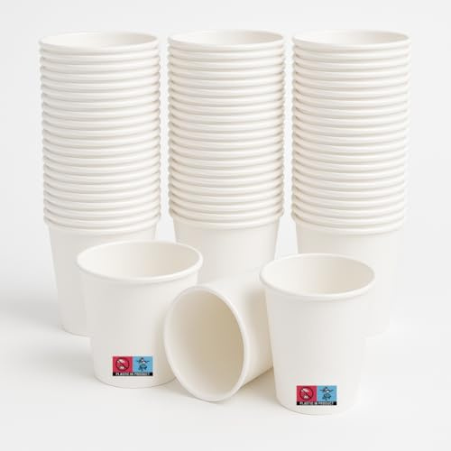 Urbisell Vasos Desechables de Papel 240ml – Blanco ECO LINE | Vasos Ecológicos para Bebidas Calientes y Frías | Reciclables, Resistentes y Apto Alimentario – Pack de 100/200/400/1000 Unds (100)