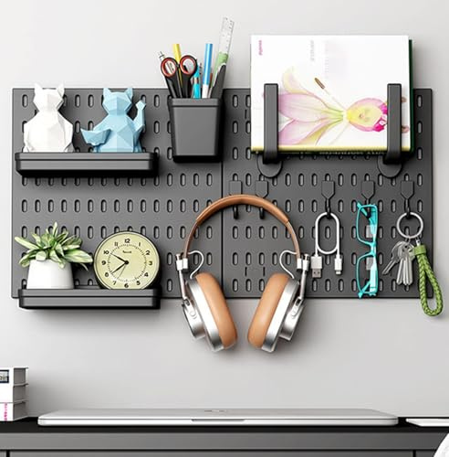 Panneau Perforé Mural,Pegboard Gaming,Organiseur Garage Plastique Panneaux Perforés Avec Accessoires,Kit Rangement D'outils Pour Bureau,Salle D'artisanat,Maison,Entrepôt 2 piece (30*30cm),B