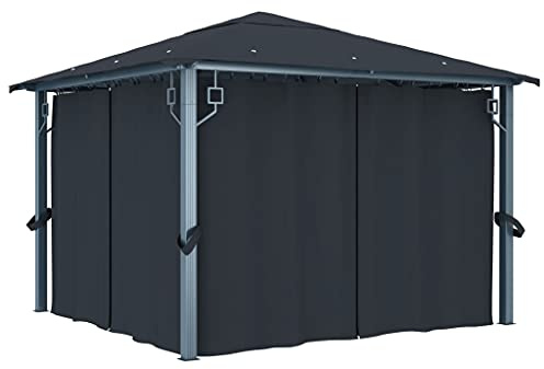 Générique Tonnelle avec Rideau 300x300 cm Anthracite Aluminium,Maison & Jardin, Pelouses & Jardins, Vie en extérieur, Structures extérieures, Auvents & abris, Anthracite (Poids 39.24KG)